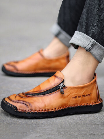 Men Hand Stitching Casual Leather Shoes