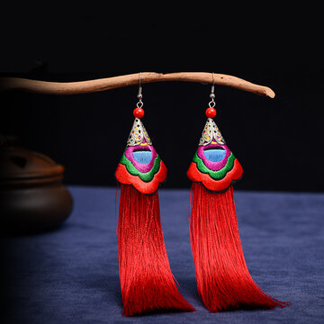Ethnic Embroidery Tassels Earrings 