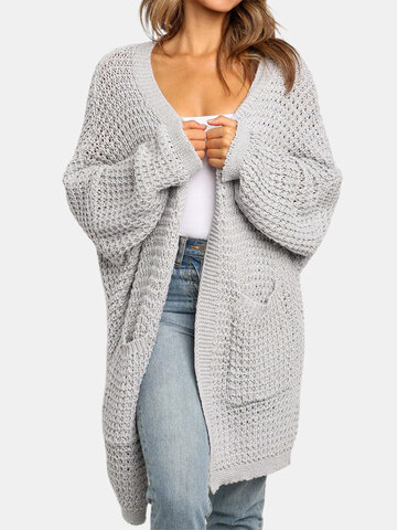 Solid Color Knit Cardigan