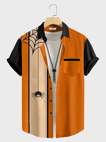 Лоскутные рубашки на Хэллоуин с паутиной