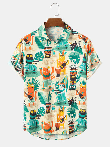 Tropical Cartoon Animal Print Shirts