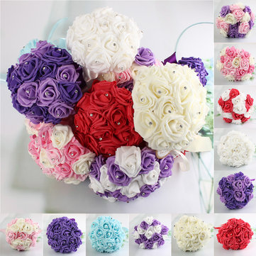 11.8'' Crystal Bridal Bridesmaid Bouquet Foam Flower Roses Wedding Posy