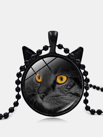 Halskette mit Katzengesicht-Anhänger