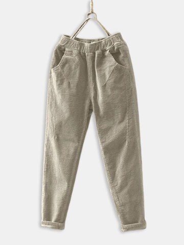 Corduroy Elastic Waist Vintage Pants
