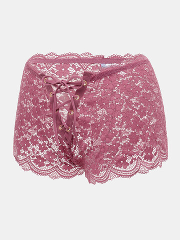 Floral Hallow Out Knotted Panties