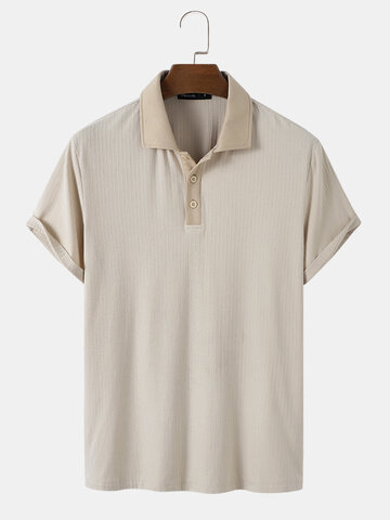 Contrast Collar Ribbed Golf Shirts