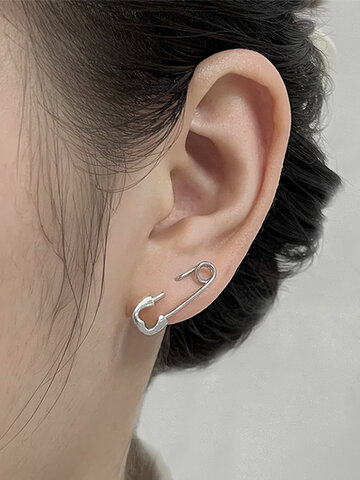Paper Clip Shape Studs Earrings