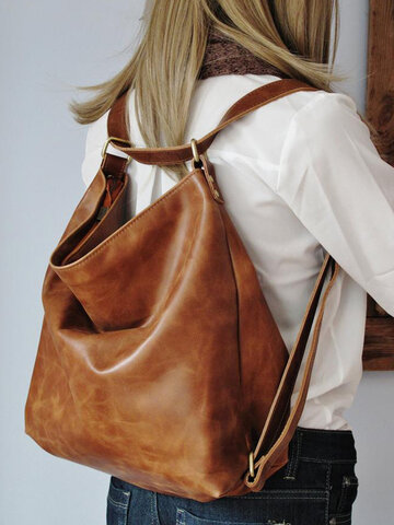 Convertible Soft Faux Leather Backpack