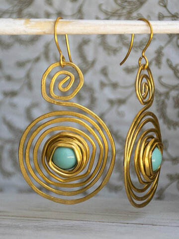 Spiral Multi-layer Wound Turquoise Earrings