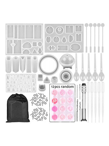 94 Pcs Silicone Casting Molds And Tools Set With A Black Storage Bag For Diy Jewelry Craft Making