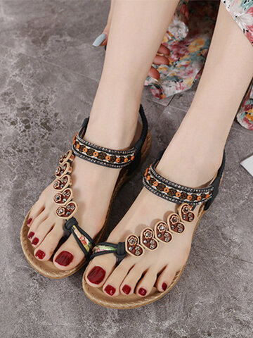 Daily Crystals Beading Clip Toe Sandals