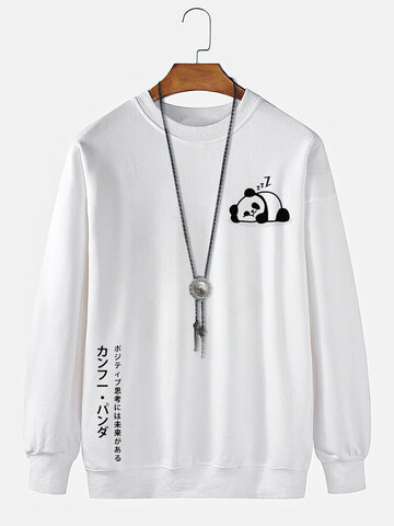 Panda-Sweatshirts mit japanischem Aufdruck
