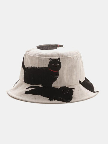 JASSY Unisex Black Cat Print Bucket Cap