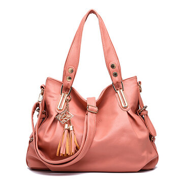 Women Faux Leather Tassel Soft Leather Handbags