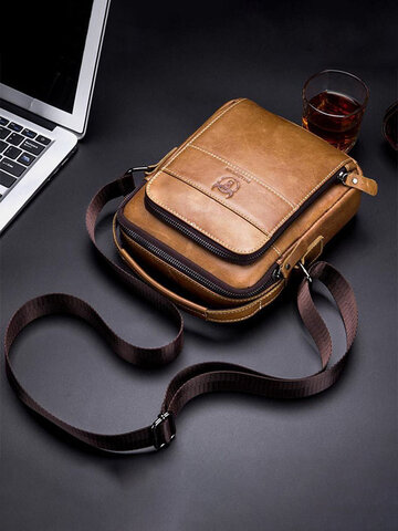 Genuine Leather Multi-pocket Casual Crossbody Bag Shoulder Bag