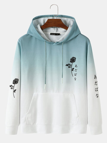 Rose Japanese Ombre Print Hoodies