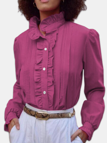 Lace Ruffle Front Shirt 