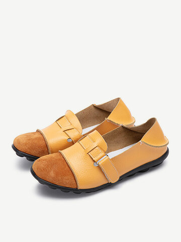Leather Hook Loop Soft Flat Loafers