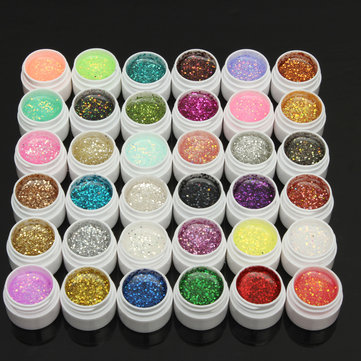 

1 Pot Glitter UV Gel Builder Nail Art Polish 36 Colors, White
