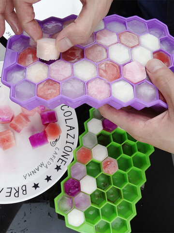 37 شبكة قرص العسل سيليكون الجليد Cube DIY صانع الثلج المجروش