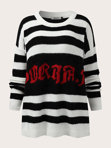 Loose Striped Print Sweater