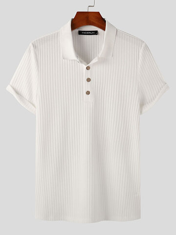 Solid Rib-Knit Golf Shirt