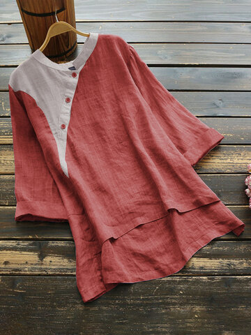 Two-tone Buttons Overhead Shirt