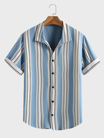 Vertical Stripe Button Up Shirts