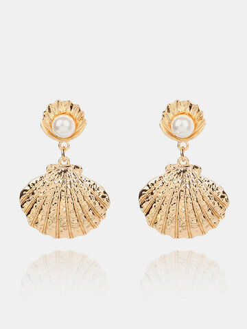 Elegant Shell Pearl Earrings Drop 