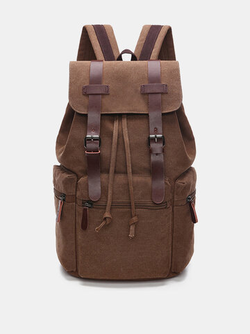 Menico Men's Washed Canvas Vintage Casual Versatile Large Capacity Flap Backpack