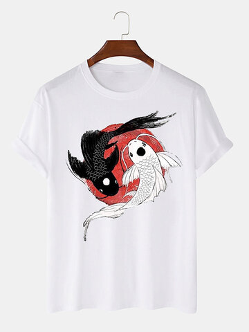 चीनी यिन यांग कार्प टी-शर्ट