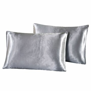 2 pcs/set Soft Silk Satin Pillow Case Bedding Solid Color Pillowcase Smooth Home Cover Chair Seat Decor