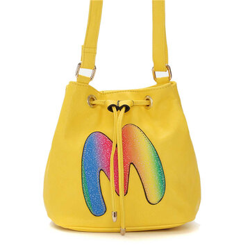 Women Candy Color Bucket Casual Crossbody Bag 
