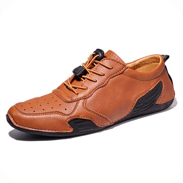 Men Hole Driving Leather Loafers