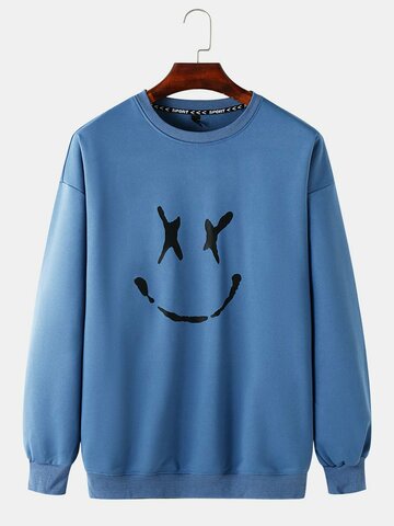 Smile Face Print Cotton Sweatshirts