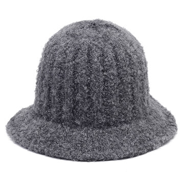 Chapeau de pêcheur unisexe chaud en laine d'hiver-Noir