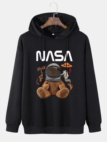 Space Bear Astronaut Print Hoodies