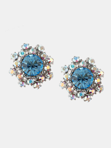 Simple Gemstone Flower Earrings