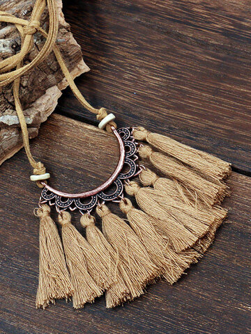 Cotton Thread Tassel Necklace