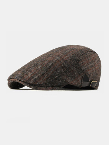 Men Duck Tongue Hat British Retro Woolen Forward Hat Flat Cap