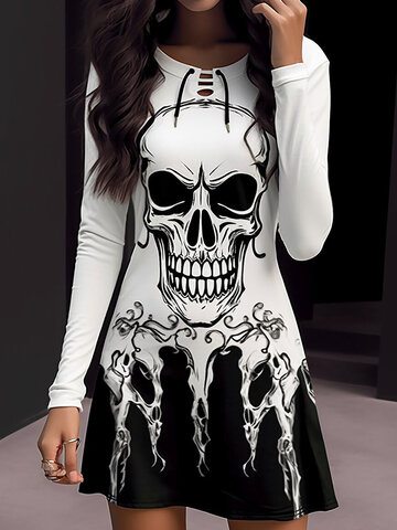 Halloween Skull Print Dress