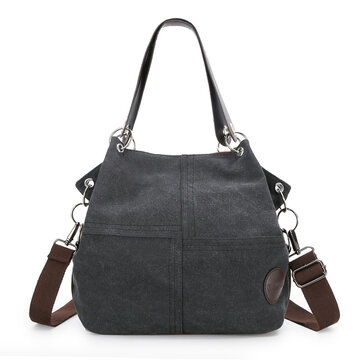 Women Casual Canvas Plaid Multi-Carry Handbag 