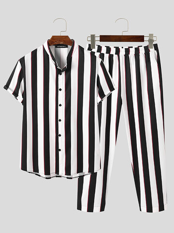 Conjunto de camisas de manga corta a rayas Pantalones