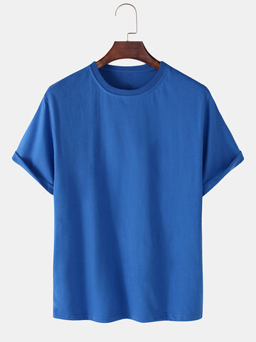 100% Cotton Solid Color Casual T-Shirts