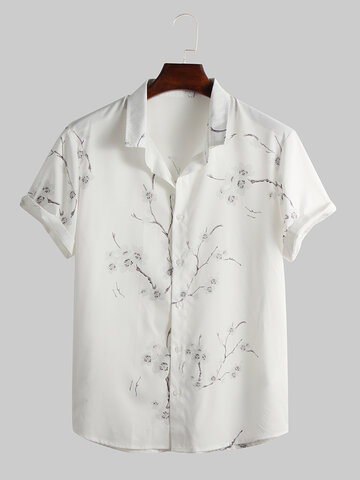 Plum Blossom Print Chinese Style Shirts