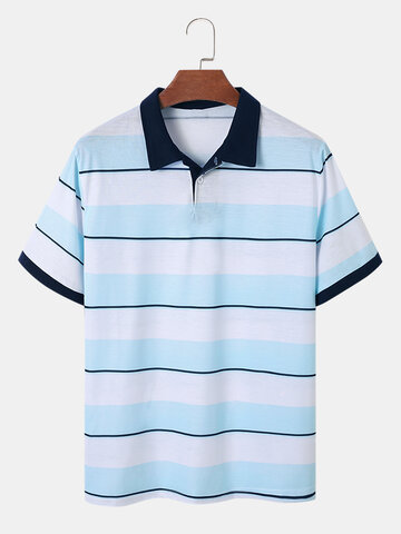 Striped Contrast Colorblock Polos Shirts