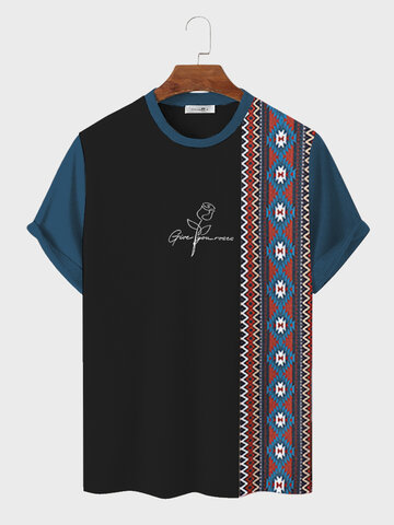 Ethnische T-Shirts mit Argyle-Rosen-Print