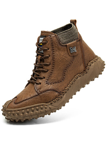 Men Retro Non Slip Casual Leather Boots