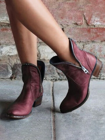 Side-zip Pointed Toe Brief Ankle Boots