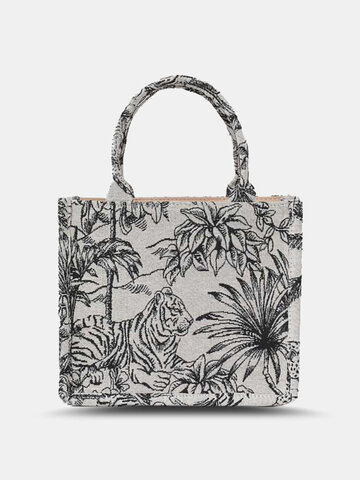 Natural Canvas Embroidered Shopping Bag